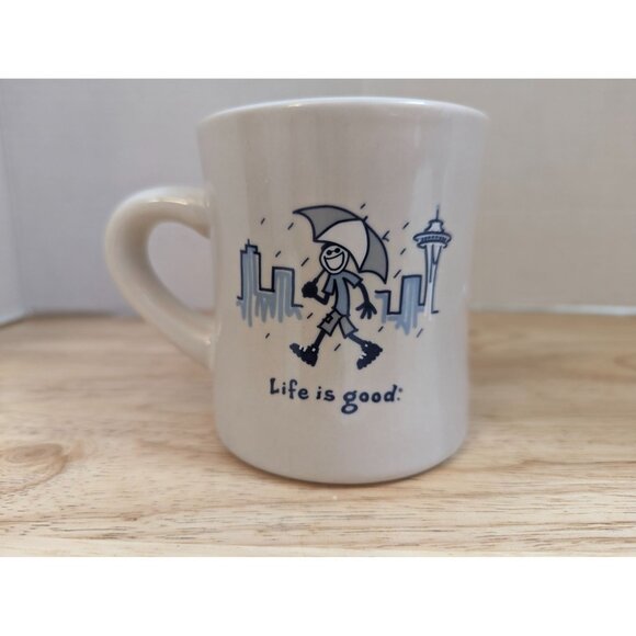 Life Is Good Other - LIfe is Good Home Jack Mug Seattle Skyline Space Needle Rain restaurant wear 4"